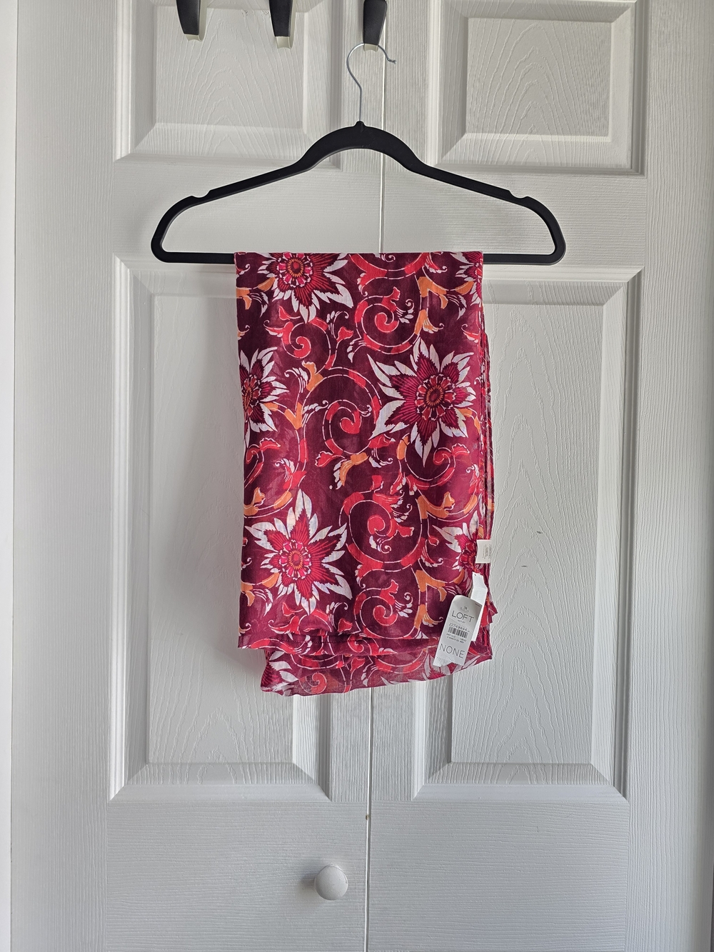 Loft Bright Floral Print Infinity Scarf in Fuchsia & Orange OS